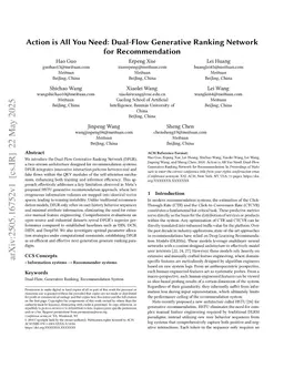 Action is All You Need: Dual-Flow Generative Ranking Network for Recommendation