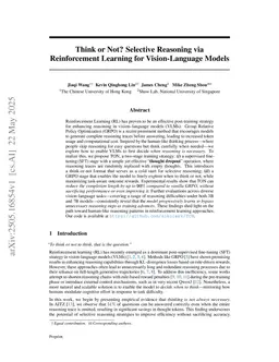 Think or Not? Selective Reasoning via Reinforcement Learning for Vision-Language Models