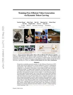 Training-Free Efficient Video Generation via Dynamic Token Carving