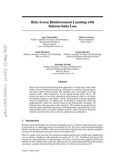 Risk-Averse Reinforcement Learning with Itakura-Saito Loss