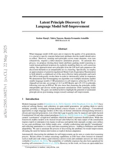 Latent Principle Discovery for Language Model Self-Improvement