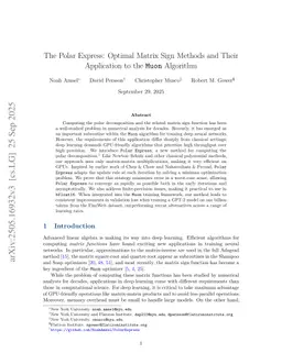 The Polar Express: Optimal Matrix Sign Methods and Their Application to the Muon Algorithm