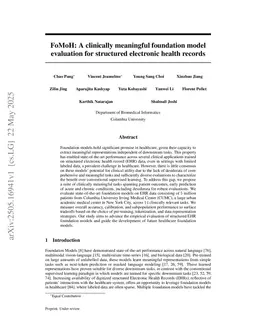 FoMoH: A clinically meaningful foundation model evaluation for structured electronic health records