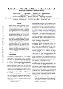 Invisible Prompts, Visible Threats: Malicious Font Injection in External Resources for Large Language Models