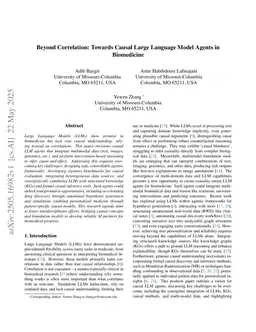 Beyond Correlation: Towards Causal Large Language Model Agents in Biomedicine