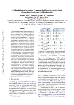 LLM as Effective Streaming Processor: Bridging Streaming-Batch Mismatches with Group Position Encoding