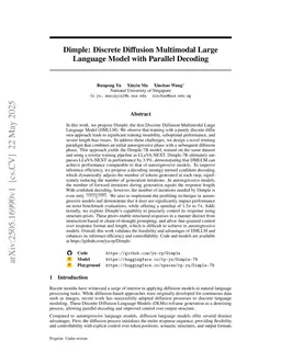 Dimple: Discrete Diffusion Multimodal Large Language Model with Parallel Decoding