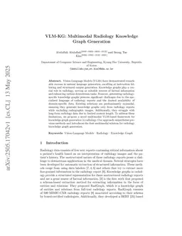 VLM-KG: Multimodal Radiology Knowledge Graph Generation