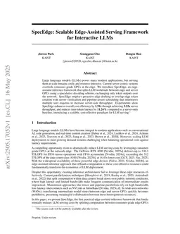 SpecEdge: Scalable Edge-Assisted Serving Framework for Interactive LLMs