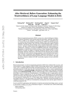 After Retrieval, Before Generation: Enhancing the Trustworthiness of Large Language Models in Retrieval-Augmented Generation
