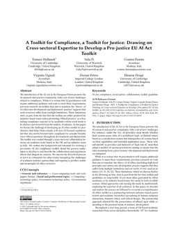 A Toolkit for Compliance, a Toolkit for Justice: Drawing on Cross-sectoral Expertise to Develop a Pro-justice EU AI Act Toolkit