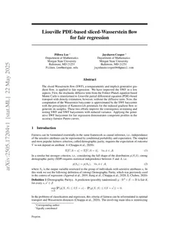 Liouville PDE-based sliced-Wasserstein flow for fair regression