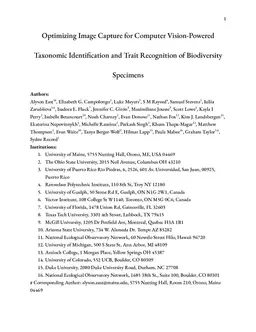 Optimizing Image Capture for Computer Vision-Powered Taxonomic Identification and Trait Recognition of Biodiversity Specimens