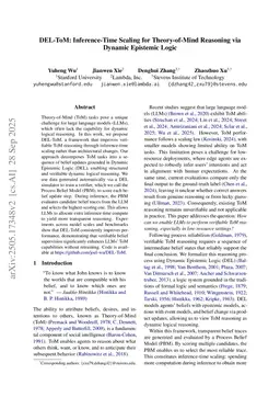 DEL-ToM: Inference-Time Scaling for Theory-of-Mind Reasoning via Dynamic Epistemic Logic