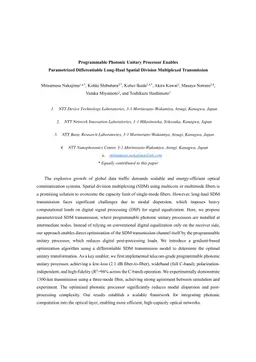 Programmable Photonic Unitary Processor Enables Parametrized Differentiable Long-Haul Spatial Division Multiplexed Transmission