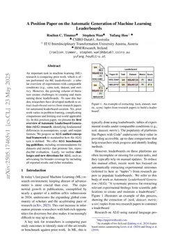 A Position Paper on the Automatic Generation of Machine Learning Leaderboards