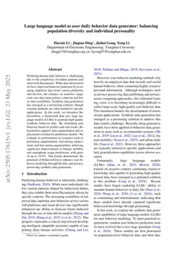 Large language model as user daily behavior data generator: balancing population diversity and individual personality