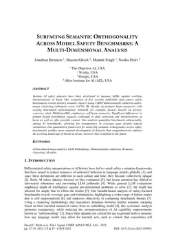 Surfacing Semantic Orthogonality Across Model Safety Benchmarks: A Multi-Dimensional Analysis