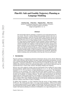 Plan-R1: Safe and Feasible Trajectory Planning as Language Modeling
