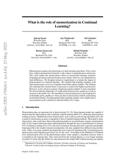 What is the role of memorization in Continual Learning?