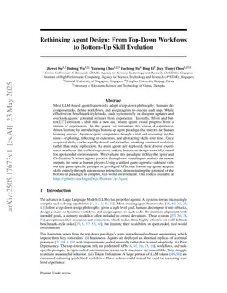 Rethinking Agent Design: From Top-Down Workflows to Bottom-Up Skill Evolution