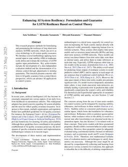Enhancing AI System Resiliency: Formulation and Guarantee for LSTM Resilience Based on Control Theory