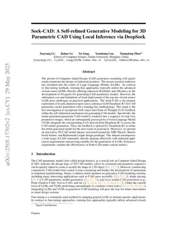 Seek-CAD: A Self-refined Generative Modeling for 3D Parametric CAD Using Local Inference via DeepSeek