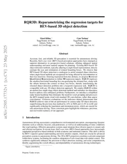 RQR3D: Reparametrizing the regression targets for BEV-based 3D object detection