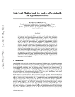 Soft-CAM: Making black box models self-explainable for medical image analysis