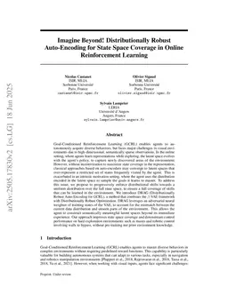 Imagine Beyond! Distributionally Robust Auto-Encoding for State Space Coverage in Online Reinforcement Learning