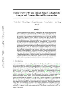 TEDI: Trustworthy and Ethical Dataset Indicators to Analyze and Compare Dataset Documentation