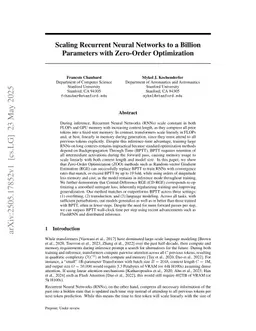 Scaling Recurrent Neural Networks to a Billion Parameters with Zero-Order Optimization