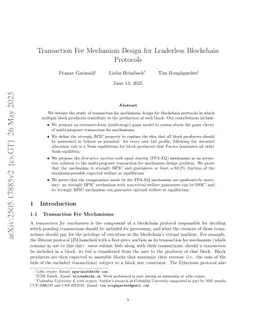 Transaction Fee Mechanism Design for Leaderless Blockchain Protocols