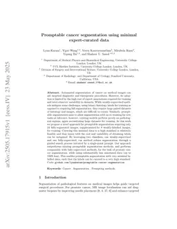 Promptable cancer segmentation using minimal expert-curated data