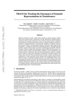 TRACE for Tracking the Emergence of Semantic Representations in Transformers