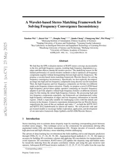 A Wavelet-based Stereo Matching Framework for Solving Frequency Convergence Inconsistency