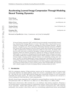 Accelerating Learned Image Compression Through Modeling Neural Training Dynamics