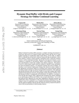 Dynamic Dual Buffer with Divide-and-Conquer Strategy for Online Continual Learning