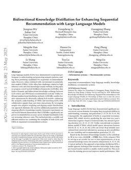 Bidirectional Knowledge Distillation for Enhancing Sequential Recommendation with Large Language Models