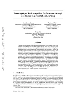 Boosting Open Set Recognition Performance through Modulated Representation Learning