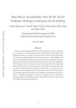 From Bias to Accountability: How the EU AI Act Confronts Challenges in European GeoAI Auditing