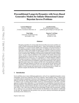 Preconditioned Langevin Dynamics with Score-Based Generative Models for Infinite-Dimensional Linear Bayesian Inverse Problems