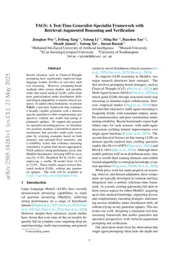 TAGS: A Test-Time Generalist-Specialist Framework with Retrieval-Augmented Reasoning and Verification