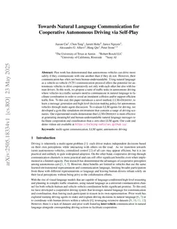 Towards Natural Language Communication for Cooperative Autonomous Driving via Self-Play