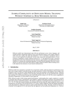 Improved Sample Complexity For Diffusion Model Training Without Empirical Risk Minimizer Access