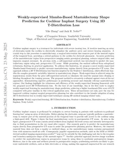 Weakly-supervised Mamba-Based Mastoidectomy Shape Prediction for Cochlear Implant Surgery Using 3D T-Distribution Loss