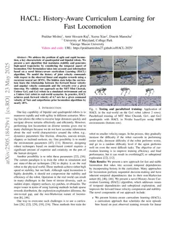 HACL: History-Aware Curriculum Learning for Fast Locomotion