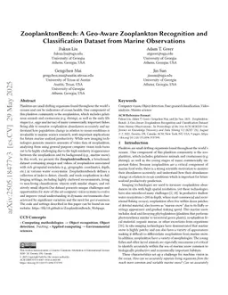 ZooplanktonBench: A Geo-Aware Zooplankton Recognition and Classification Dataset from Marine Observations