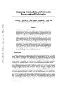 Enhancing Training Data Attribution with Representational Optimization