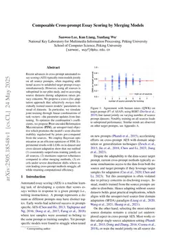 Composable Cross-prompt Essay Scoring by Merging Models